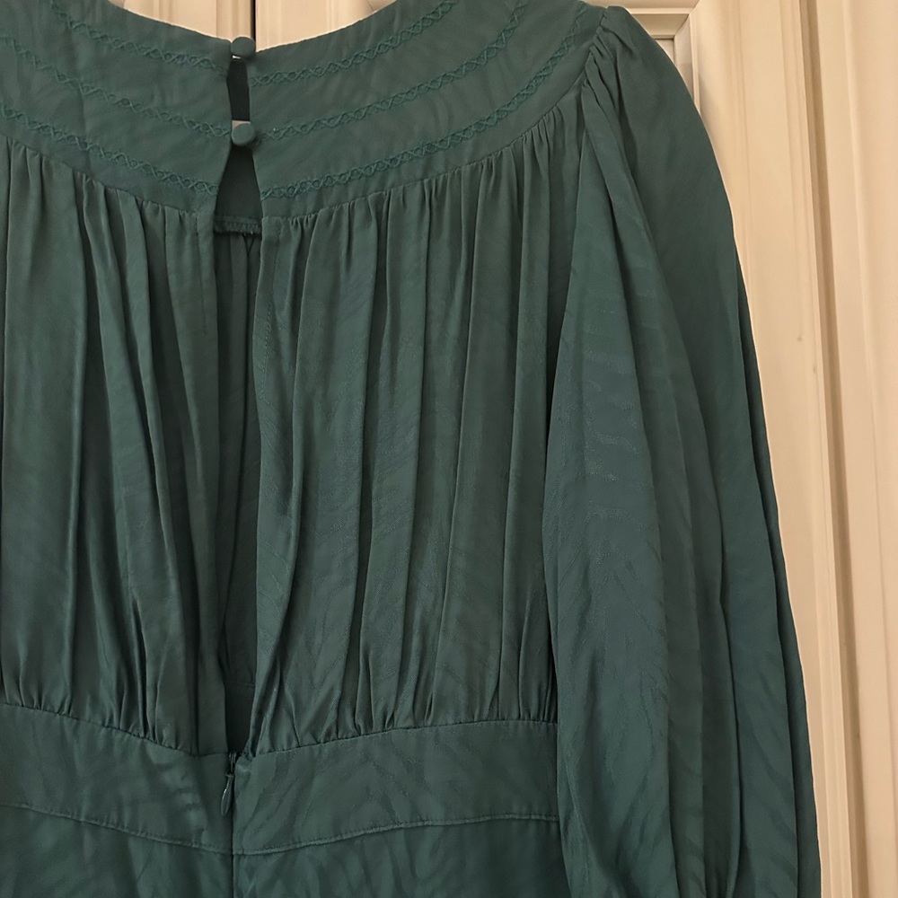 Topshop Green Jacquard Midi Dress in Size 2 NWOT - Picture 3 of 3